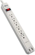 Tripp Lite 6 Outlet Surge Protector Power Strip 6Ft Cord 990 Joules Dual Usb Charging Led & Insurance (Tlp606usb)