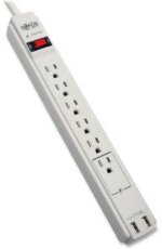 Tripp Lite 6 Outlet Surge Protector Power Strip 6Ft Cord 990 Joules Dual Usb Charging Led & Insurance (Tlp606usb)