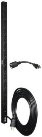 Tripp Lite Basic PDU, 20A, 14 Outlets (5-15/20R), 120 V, L5-20P/5-20P Adapter, 15 ft. Cord, 0U Vertical Rack-Mount Power (PDUV20)