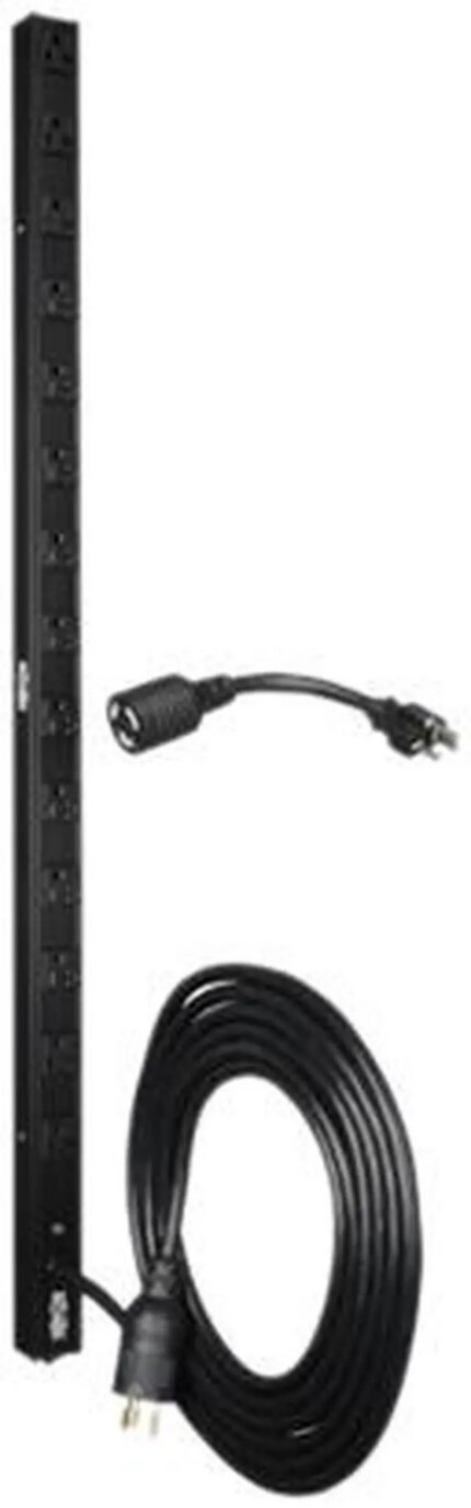 Tripp Lite Basic PDU, 20A, 14 Outlets (5-15/20R), 120 V, L5-20P/5-20P Adapter, 15 ft. Cord, 0U Vertical Rack-Mount Power (PDUV20)