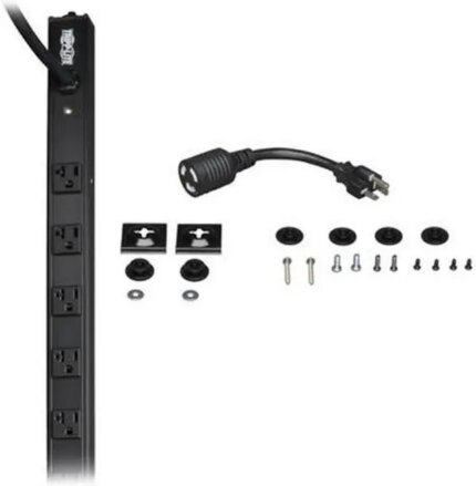 Tripp Lite Basic PDU, 20A, 14 Outlets (5-15/20R), 120 V, L5-20P/5-20P Adapter, 15 ft. Cord, 0U Vertical Rack-Mount Power (PDUV20)