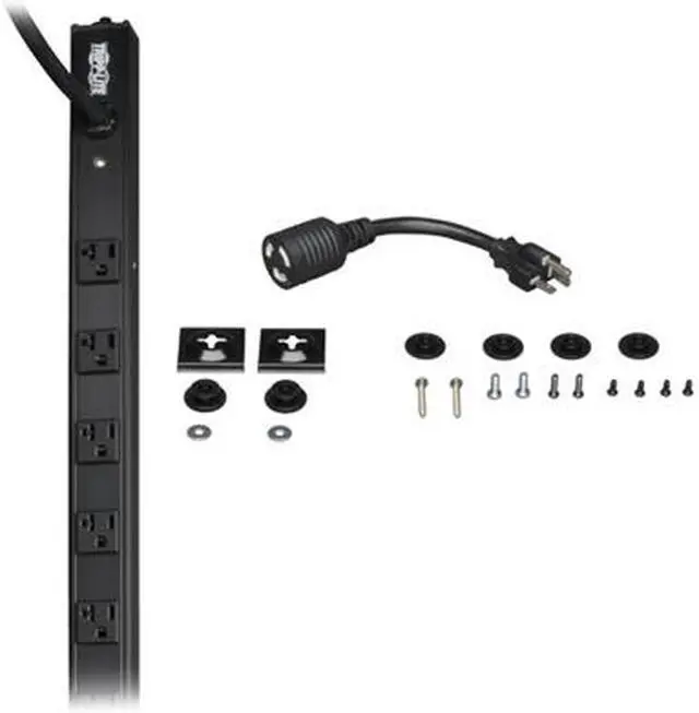 Tripp Lite Basic PDU, 20A, 14 Outlets (5-15/20R), 120 V, L5-20P/5-20P Adapter, 15 ft. Cord, 0U Vertical Rack-Mount Power (PDUV20)