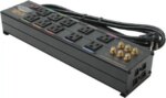 Tripp Lite HT10DBS Isobar 10-Outlet Home/Business Theater Surge Protector, 8 ft. Cord with Right-Angle Plug, 3840 Joules, LEDs, Metal Housing
