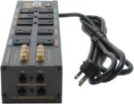 Tripp Lite HT10DBS Isobar 10-Outlet Home/Business Theater Surge Protector, 8 ft. Cord with Right-Angle Plug, 3840 Joules, LEDs, Metal Housing