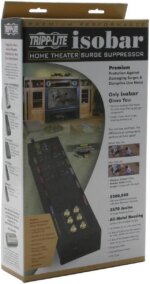 Tripp Lite HT10DBS Isobar 10-Outlet Home/Business Theater Surge Protector, 8 ft. Cord with Right-Angle Plug, 3840 Joules, LEDs, Metal Housing