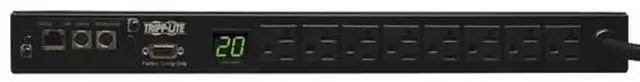 Tripp Lite Monitored PDU, 1.9kW Single-Phase 120V Outlets (8 5-15/20R), L5-20P/5-20P Adapter, 12ft Cord, 1U Rack-Mount, TAA (PDUMNH20)