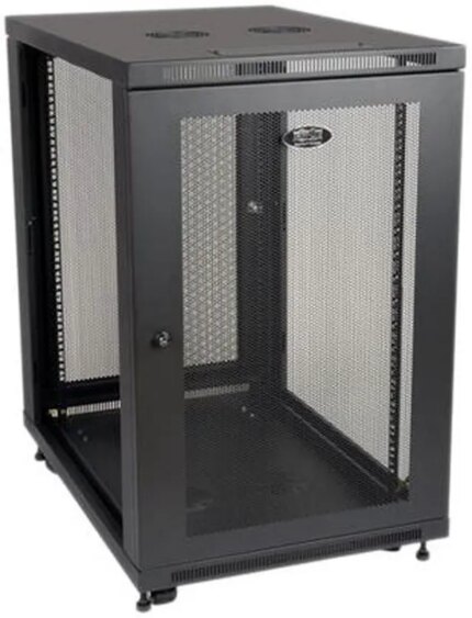 Tripp Lite SR18UB Series SmartRack 18U Mid-Depth Half-Height Rack Enclosure Cabinet - 18U Rack Height x 19" Rack Width -Black -1000 lb Dynamic/Rolling