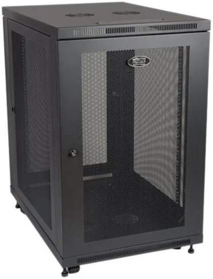 Tripp Lite SR18UB Series SmartRack 18U Mid-Depth Half-Height Rack Enclosure Cabinet - 18U Rack Height x 19" Rack Width -Black -1000 lb Dynamic/Rolling