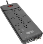 Tripp Lite Surge Protector Power Strip 12 Outlets, 2 USB Charging Ports Tel/Modem/Coax
