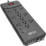 Tripp Lite Surge Protector Power Strip 12 Outlets, 2 USB Charging Ports Tel/Modem/Coax