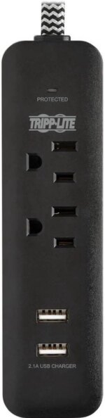 Tripp Lite Surge Protector Power Strip 2-Outlet 2 USB Ports 2.1A TLP206USB