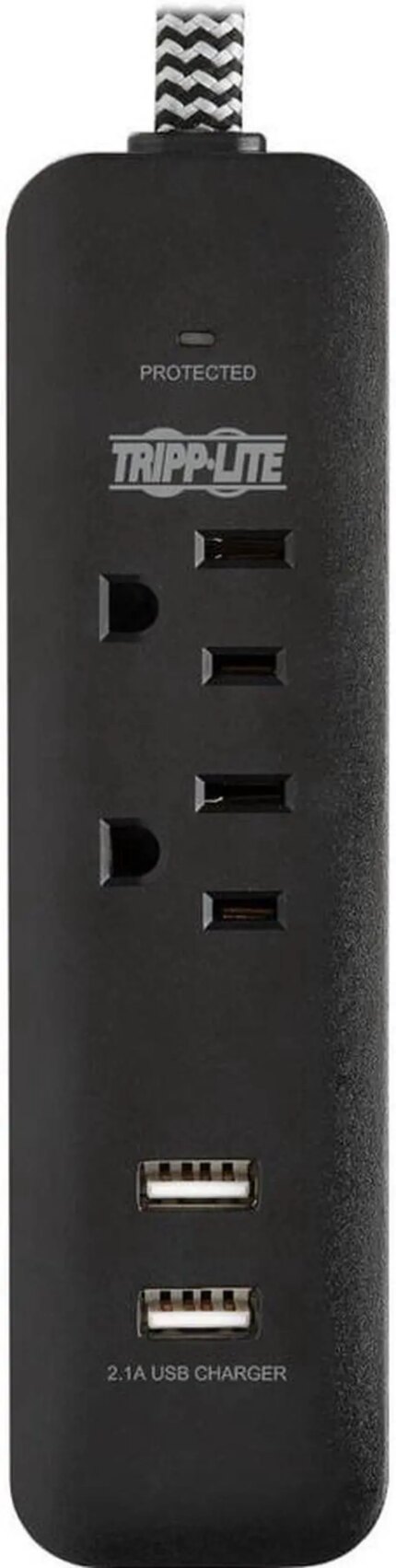Tripp Lite Surge Protector Power Strip 2-Outlet 2 USB Ports 2.1A TLP206USB