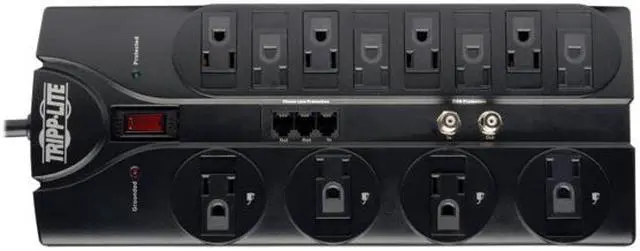 TRIPP LITE TLP1208TELTV 8 Feet 12 Outlets 2880 Joules Tel / Moden and Coaxial Protection - Protect It! Surge Suppressor