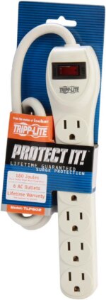 TRIPP LITE TLP602 2 Feet 6 Outlets 180 Joules Protect It! Surge Suppressor