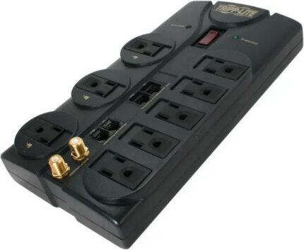 TRIPP LITE TLP810NET 10 Feet 8 Outlets 3240 Joules 8 Outlets 3240 Joules 10 Feet Cord with Tel / DSL / Coax Protect It! Surge Suppressor