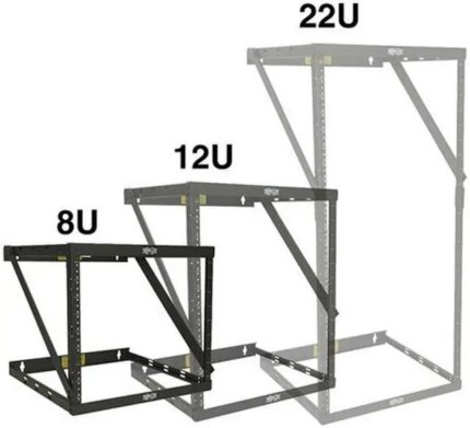 Tripp Lite Wall-Mount 2-Post Open Frame Rack, 8U / 12U / 22U Expandable Low-Profile Switch-Depth (SRWO8U22)