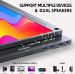 UPERFECT Portable Monitor 15.6 inch, 1080P FHD USB-C Portable Laptop Monitor HDMI Travel Monitor w/VESA & Smart Case, Matte IPS Display Eye Care