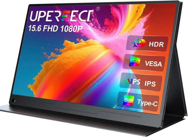 UPERFECT Portable Monitor 15.6 inch, 1080P FHD USB-C Portable Laptop Monitor HDMI Travel Monitor w/VESA & Smart Case, Matte IPS Display Eye Care