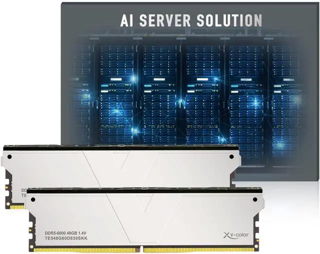 V-Color DDR5 96GB (48GBx2) 6000MHz CL30 2Rx8 OC ECC UNBUFFERED DIMM 1.4V (Overclocking ECC UDIMM) Memory Ram for Server (TE548G60D830SKK)