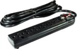 WELTRON 10ft Power Cord 6-Outlet Surge Protector Power Strip Black WSP600PLF10BK