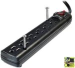 WELTRON 10ft Power Cord 6-Outlet Surge Protector Power Strip Black WSP600PLF10BK
