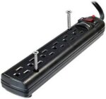 WELTRON 10ft Power Cord 6-Outlet Surge Protector Power Strip Black WSP600PLF10BK
