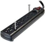 WELTRON 10ft Power Cord 6-Outlet Surge Protector Power Strip Black WSP600PLF10BK