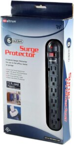 Weltron 6-Outlet Surge Protector Power Strip WSP-600PLF-15BK