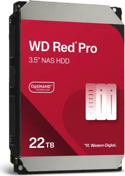 Western Digital 22TB WD Red Pro NAS Internal Hard Drive HDD - 7200 RPM, SATA 6 Gb/s, CMR, 512 MB Cache, 3.5" - WD221KFGX
