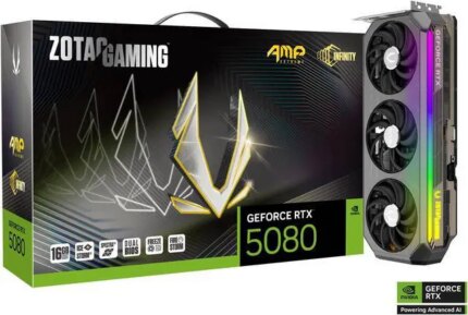 ZOTAC AMP Extreme Infinity GeForce RTX 5080 16GB 256-Bit GDDR7 PCI-Express 5.0 DLSS 4.0 Graphics Card ZT-B50800B-10P